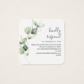 Eucalyptus Greenery Wedding Website QR Code RSVP Vierkante Visitekaartjes (Voorkant)