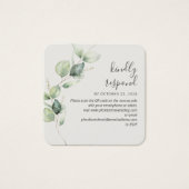 Eucalyptus Greenery Wedding Website QR Code RSVP Vierkante Visitekaartjes (Voorkant)