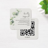 Eucalyptus Greenery Wedding Website QR Code RSVP Vierkante Visitekaartjes (Bureau)