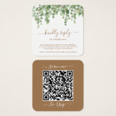 Eucalyptus Greenery Wedding Website QR Code RSVP Vierkante Visitekaartjes (Voorkant /achterkant)