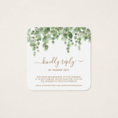 Eucalyptus Greenery Wedding Website QR Code RSVP Vierkante Visitekaartjes (Voorkant)