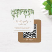 Eucalyptus Greenery Wedding Website QR Code RSVP Vierkante Visitekaartjes (Bureau)