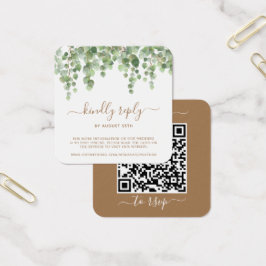 Eucalyptus Greenery Wedding Website QR Code RSVP Vierkante Visitekaartjes