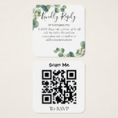 Eucalyptus greenery Wedding Website QR Code RSVP Vierkante Visitekaartjes (Voorkant /achterkant)