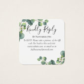Eucalyptus greenery Wedding Website QR Code RSVP Vierkante Visitekaartjes (Voorkant)