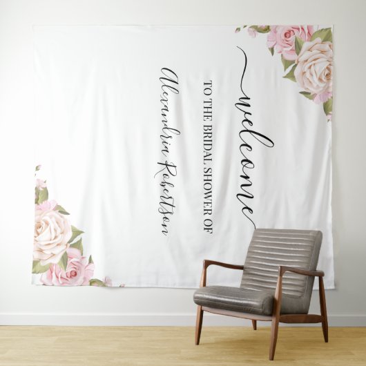 Eucalyptus Greenery Wedding Welcome Tapestry Wandkleed (In Situ (horizontaal))