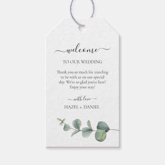 Eucalyptus Greenery Wedding Welkom Cadeaulabel (Voorkant)