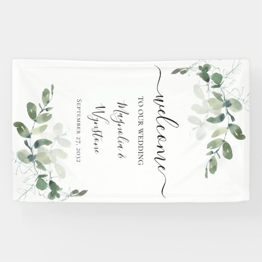 Eucalyptus Greenery Wedding Welkom Spandoek (Horizontaal)