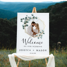 Eucalyptus Greenery Wedding Welkomstteken met foto Poster