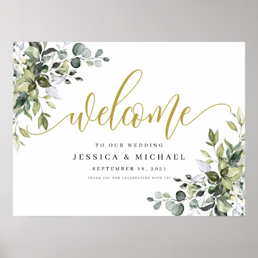 Eucalyptus Greenery Wedding Welkomstteken Poster (Voorkant)