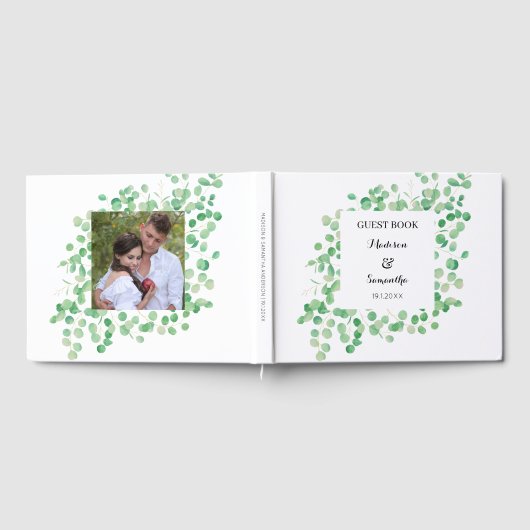 Eucalyptus Greenery Wedding White Green Gastenboek (Volledig)