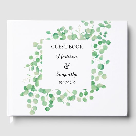 Eucalyptus Greenery Wedding White Green Gastenboek (Voorkant)
