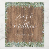 Eucalyptus Greenery Wedding Wine Label | Rustic Wijn Etiket (Enkel label)