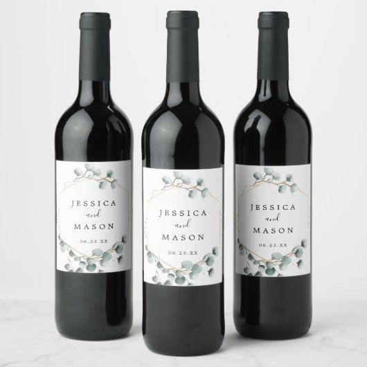 Eucalyptus Greenery Wedding Wine Labels Wijn Etiket (Flessen)