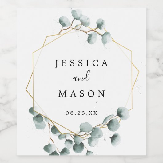 Eucalyptus Greenery Wedding Wine Labels Wijn Etiket (Enkel label)