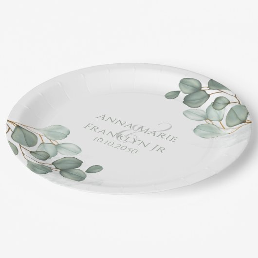 Eucalyptus Greenery Weddings Elegant Foliage Papieren Bordje (Gekanteld)