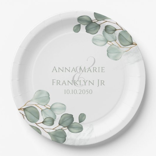 Eucalyptus Greenery Weddings Elegant Foliage Papieren Bordje (Voorkant)