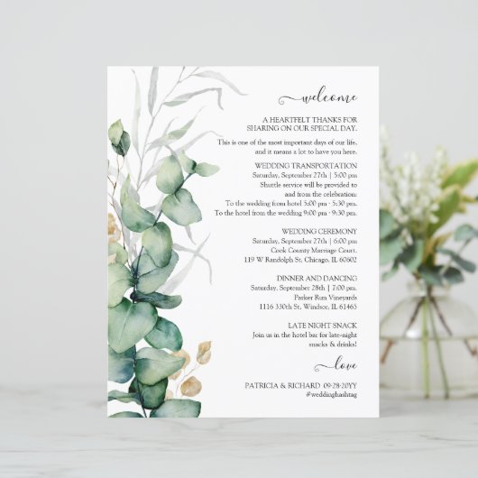 Eucalyptus Greenery Weduwroute en Welkom (Staand voorkant)