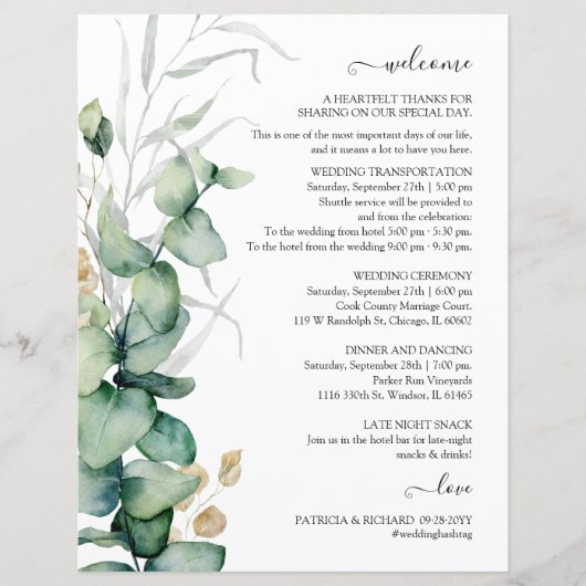 Eucalyptus Greenery Weduwroute en Welkom (Voorkant)