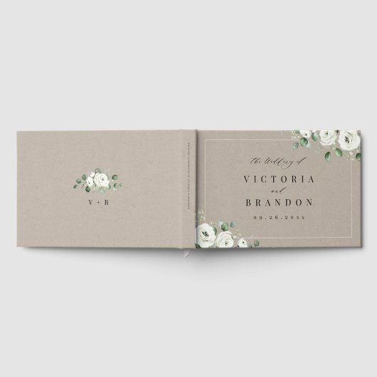 Eucalyptus Greenery white floral bruiloft Gastenboek (Volledig)