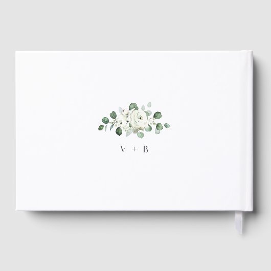 Eucalyptus Greenery white floral bruiloft Gastenboek (Achterkant)