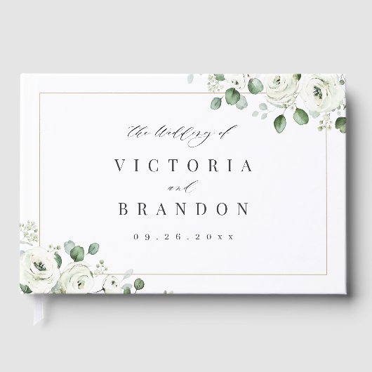 Eucalyptus Greenery white floral bruiloft Gastenboek (Voorkant)