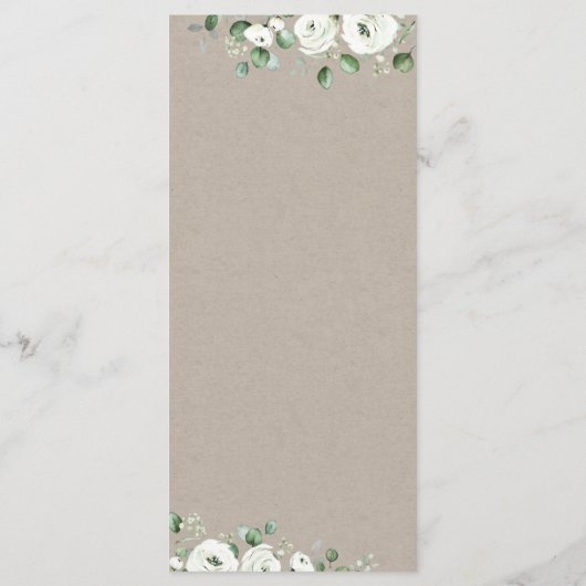Eucalyptus Greenery white floral bruiloft Menu (Achterkant)