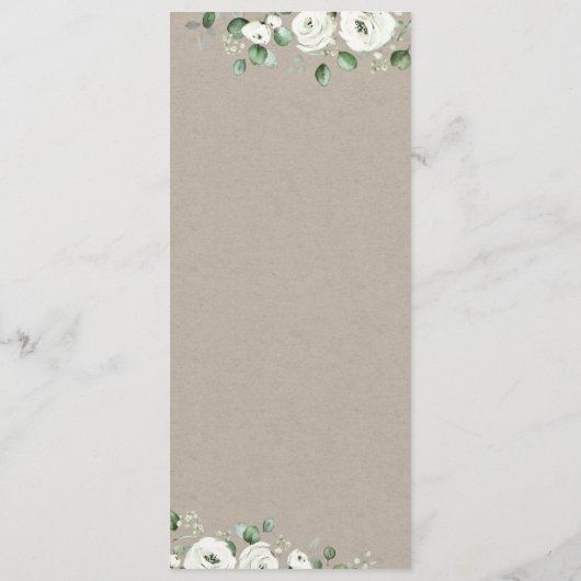 Eucalyptus Greenery white floral bruiloft Menu (Achterkant)