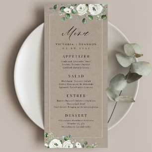 Eucalyptus Greenery white floral bruiloft Menu