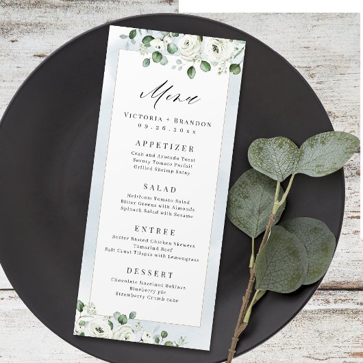 Eucalyptus Greenery white floral bruiloft Menu