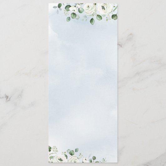 Eucalyptus Greenery white floral bruiloft Menu (Achterkant)