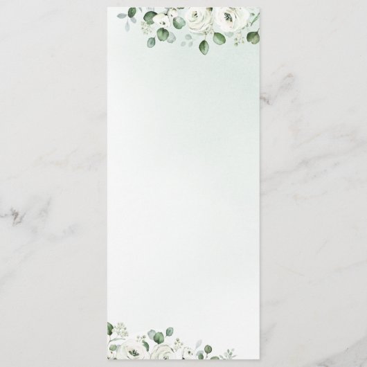 Eucalyptus Greenery white floral bruiloft Menu (Achterkant)