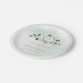 Eucalyptus Greenery white floral bruiloft Papieren Bordje (Gekanteld)