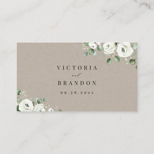 Eucalyptus Greenery white floral bruiloft Plaatskaartje (Achterkant)