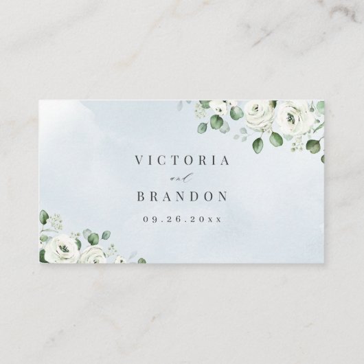 Eucalyptus Greenery white floral bruiloft Plaatskaartje (Achterkant)