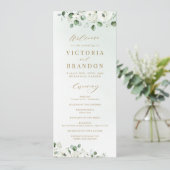 Eucalyptus Greenery white floral bruiloft Programmakaart (Staand voorkant)