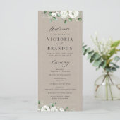 Eucalyptus Greenery white floral bruiloft Programmakaart (Staand voorkant)