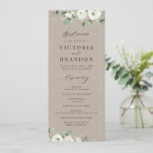 Eucalyptus Greenery white floral bruiloft Programmakaart (Staand voorkant)