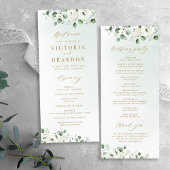Eucalyptus Greenery white floral bruiloft Programmakaart