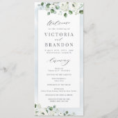Eucalyptus Greenery white floral bruiloft Programmakaart (Voorkant)