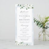 Eucalyptus Greenery white floral bruiloft Programmakaart (Staand voorkant)