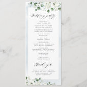 Eucalyptus Greenery white floral bruiloft Programmakaart (Achterkant)