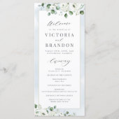 Eucalyptus Greenery white floral bruiloft Programmakaart (Voorkant)