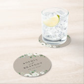 Eucalyptus Greenery white floral bruiloft Ronde Kartonnen Onderzetter (Insitu)