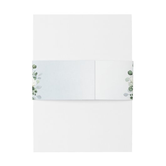 Eucalyptus Greenery white floral bruiloft Uitnodigingen Wikkel (Achterkant Voorbeeld)