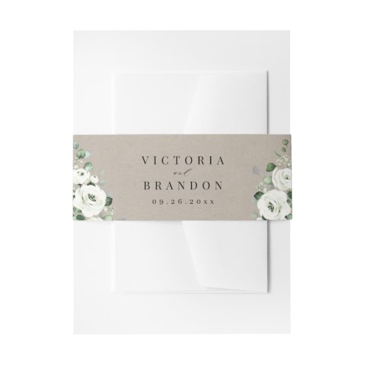 Eucalyptus Greenery white floral bruiloft Uitnodigingen Wikkel (Voorkant Voorbeeld)