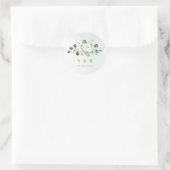 Eucalyptus Greenery white floral monogram Ronde Sticker (Tas)