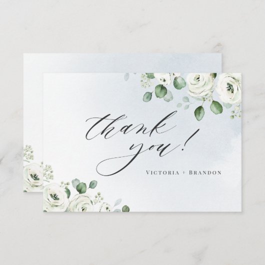 Eucalyptus greenery white floral rustige bedankkaart (Voorkant / Achterkant)