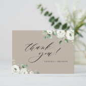 Eucalyptus greenery white floral rustige bedankkaart (Staand voorkant)
