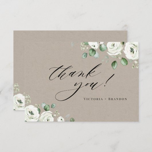 Eucalyptus greenery white floral rustige bedankkaart (Voorkant / Achterkant)